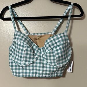 Old Navy Green Checkered Women's Swim Top